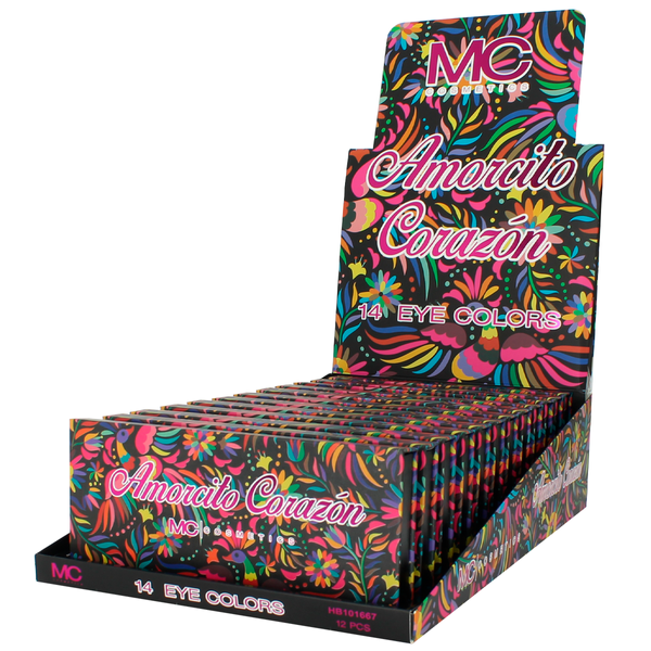 PALETA SOMBRA X 14 COLORES CON ESPEJO Y BROCH (12pza)