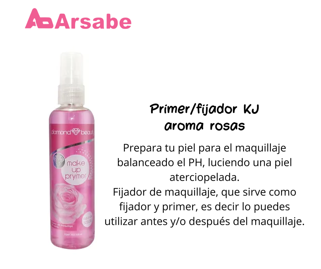 PRIMER Y FIJADOR DE MAQUILLAJE ROSAS KJ BEAUTY