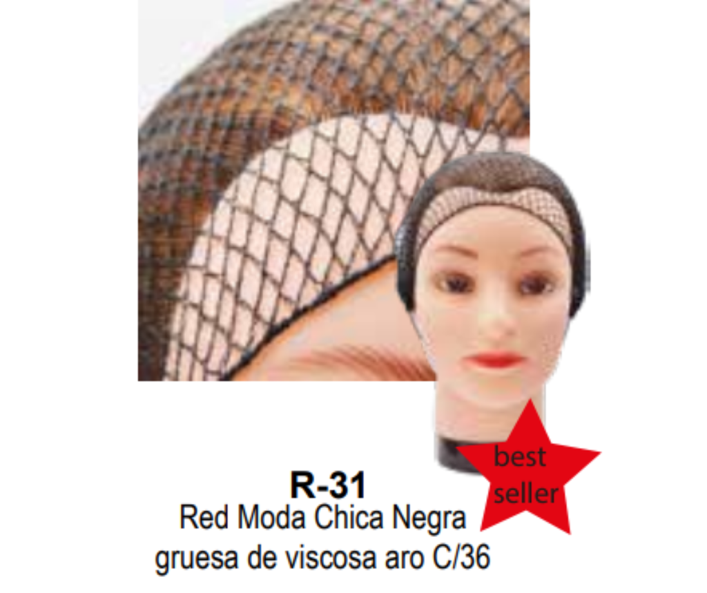 1 PZ RED PARA CABELLO CHICA NEGRA GRUESA (36P)