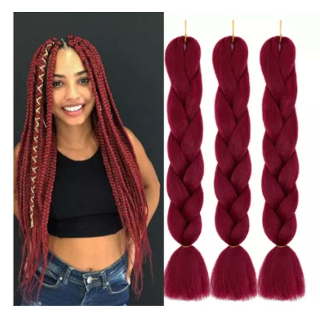 TRENZA KANEKALON ROJO QUEMADO