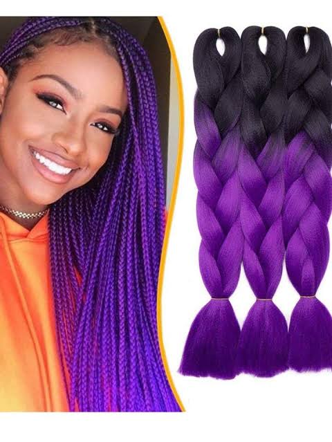 TRENZA KANEKALON NEGRO C/MORADO