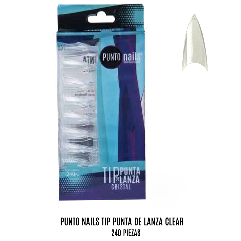 PUNTO NAILS TIP PUNTA DE LANZA CLEAR 240PZ