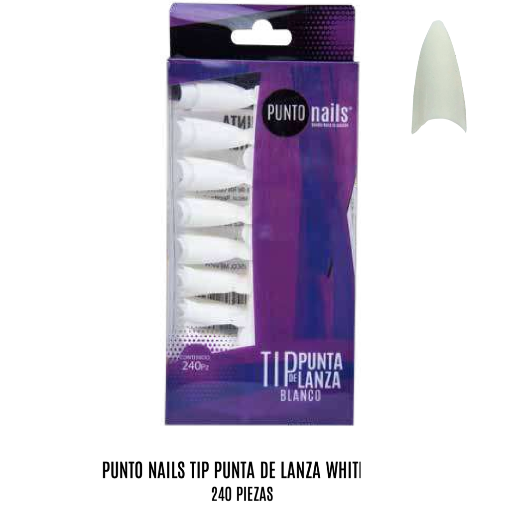 PUNTO NAILS TIP PUNTA DE LANZA WHITE 240PZ