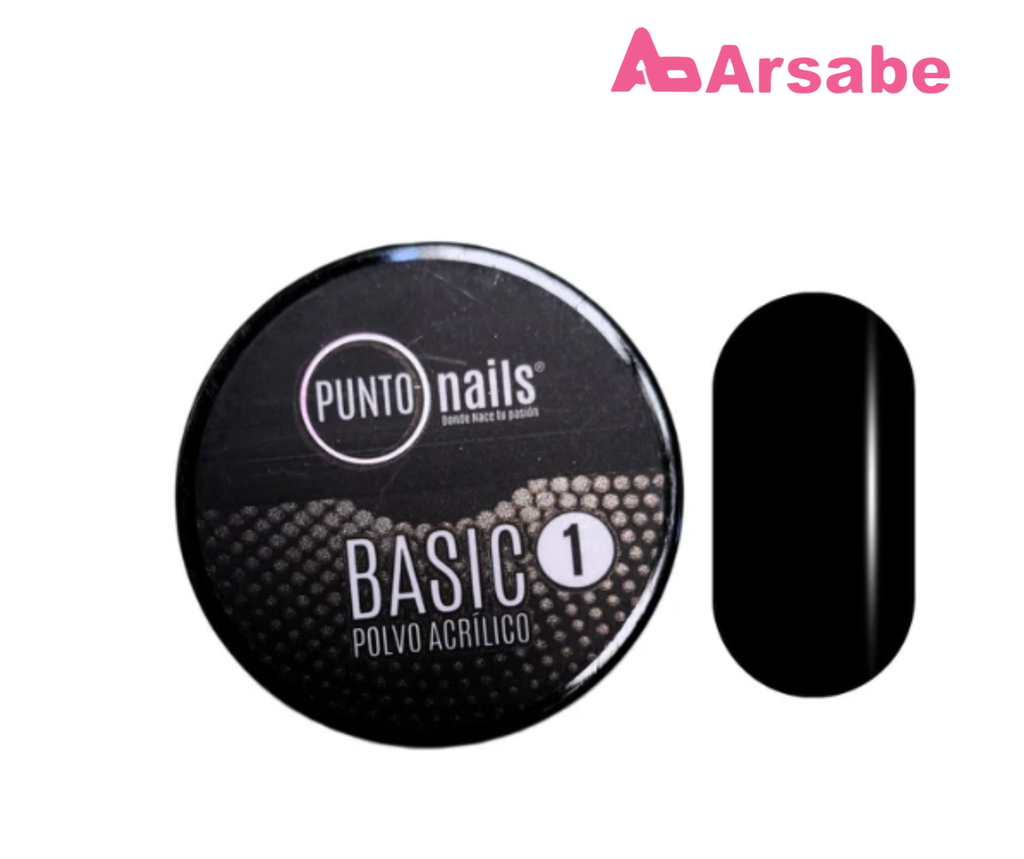 PUNTO NAILS POLVO BASIC 1 NEGRO 1OZ PNPB1