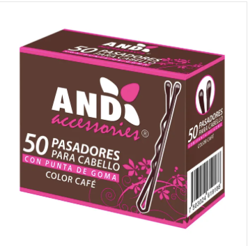 PASADOR PARA CABELLO CON PUNTA DE GOMA AND CAFE CON 50PZAS 10805