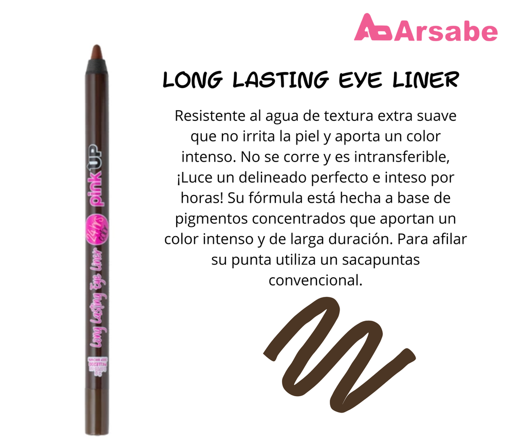 LONG LASTING EYE LINER 24HRS., 200 DEEP BROWN, PINK UP, PZ. PKLLE200