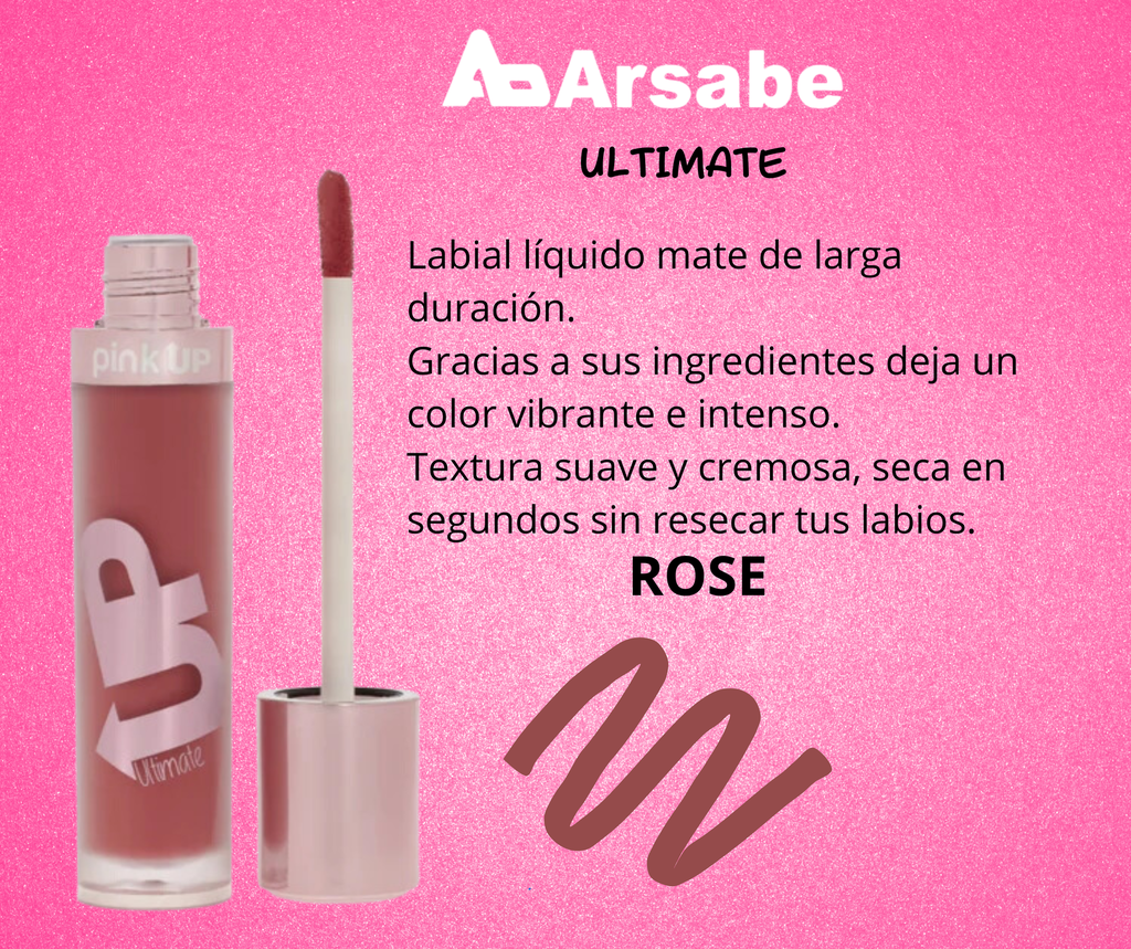 LABIAL LIQUIDO MATE ROSE ULTIMATE PKUM01