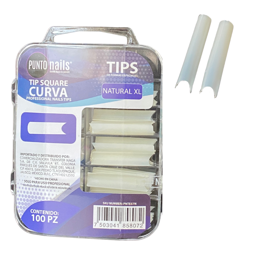 PUNTO NAILS TIP SQUARE CURVA NATURAL XL 100PZ PNTE57N