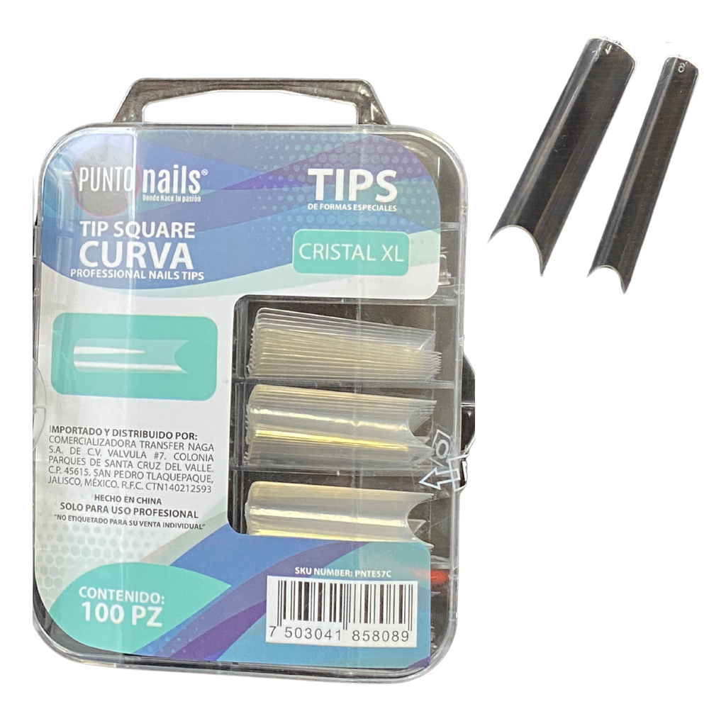 TIPS SQUARE CURVA CRISTAL XL PUNTO NAILS 100PZ PNTE57C