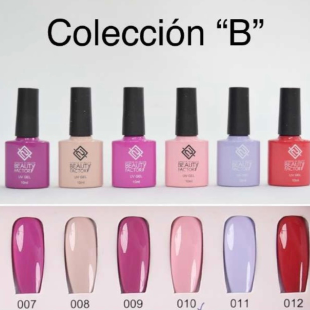 SET GEL PARA UÑAS GAMA B DE 6 PIEZAS BEAUTY FACTORY BFSGU-B