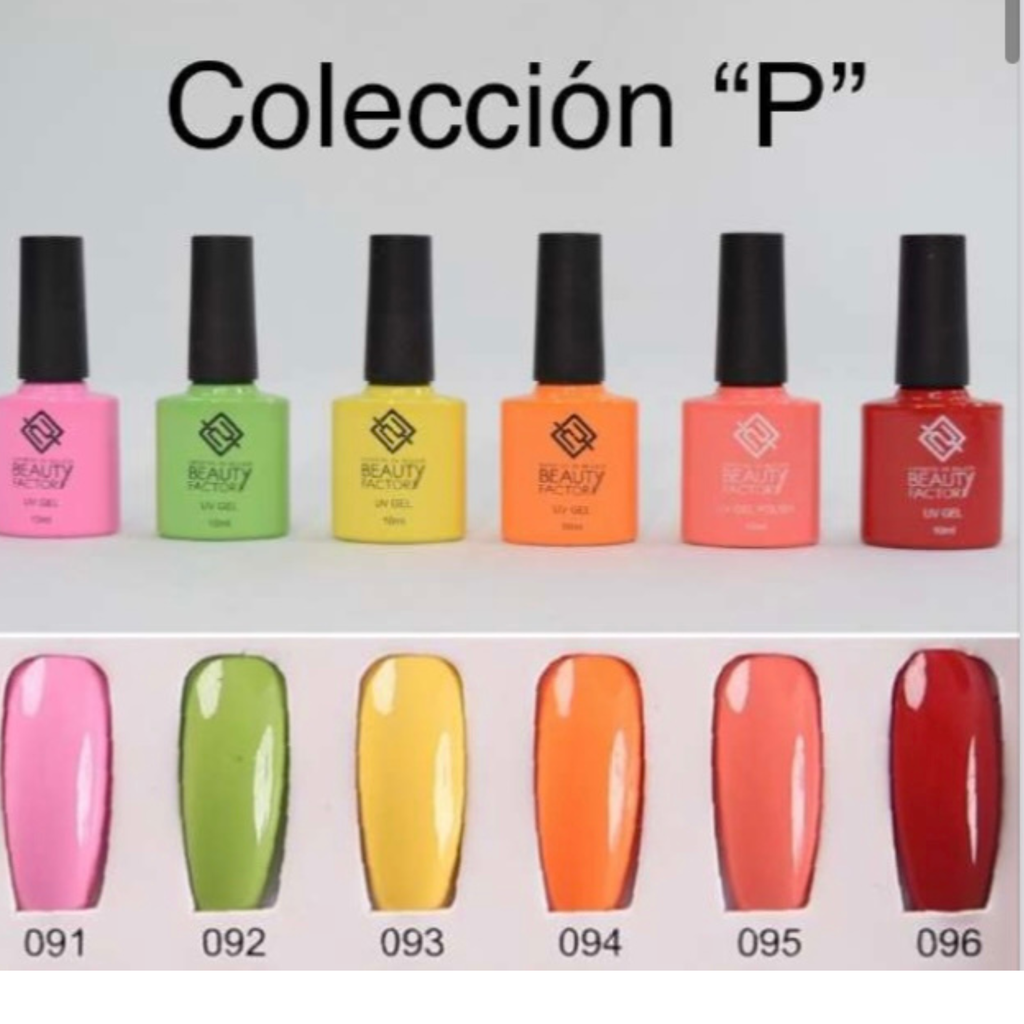 SET GEL PARA UÑAS GAMA P DE 6 PIEZAS BEAUTY FACTORY BFSGU-P