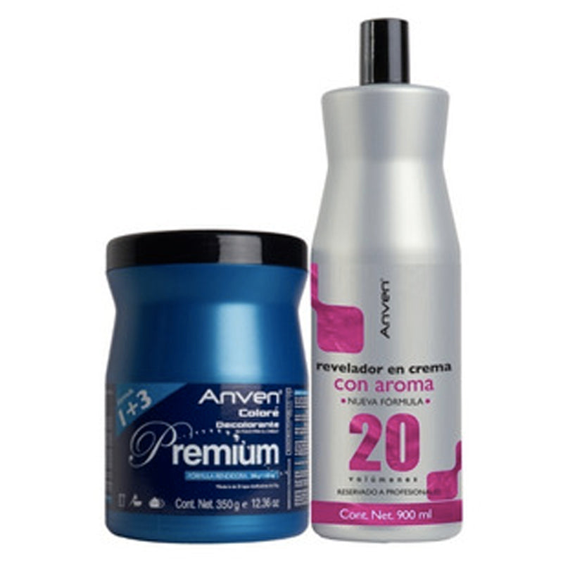 JUEGO DECOLORANTE 350G+PEROX 1L ANVEN PREMIUM KITAP350
