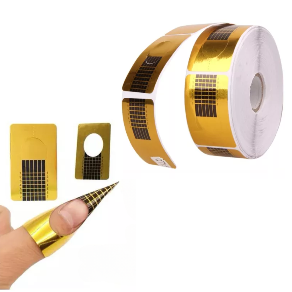 ROLLO DE FORMAS PARA UÑA DORADO 500 PZAS