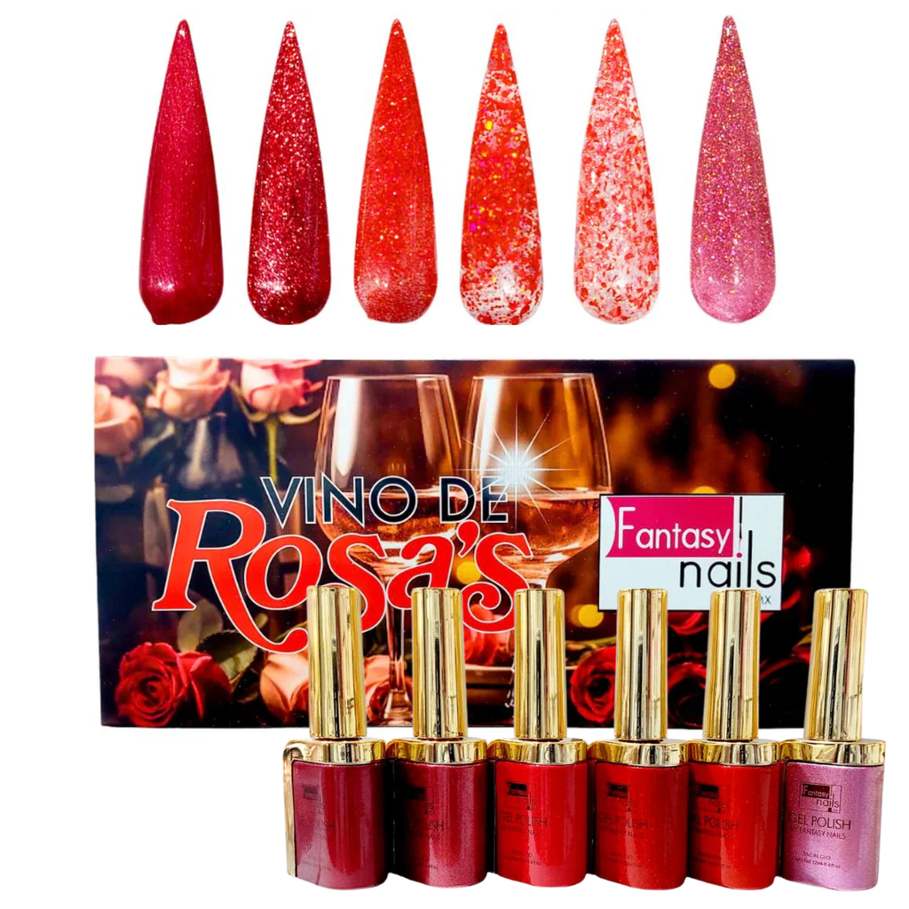 COLECCION VINO DE ROSAS (6pcs) FANTASY NAILS