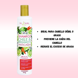 [0659525853143] SHAMPOO CHILE Y BERGAMOTA ANTICAIDA NEKANE 300ML (7502260490049) NK101017