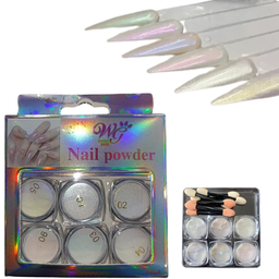 [KT0645] PIGMENTO LUMINARIO P/UÑAS CAJA CON 6 PZAS