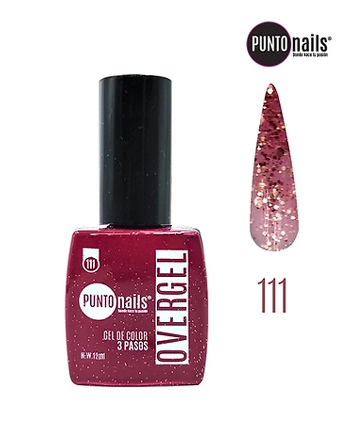 [7505031103469] PUNTO NAILS OVERGEL BUGAMBILIA CON GLITTER #111 12ml