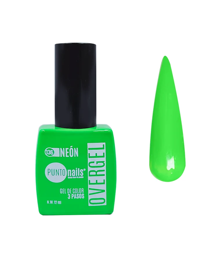 [7502288770161] PUNTO NAILS OVERGEL NEON VERDE #136