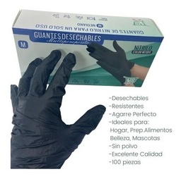 [7502308142244] PAR DE GUANTES DESECHABLE NITRILO NEGRO KYOMI 50PZ