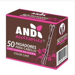 [7503024619188] PASADOR PARA CABELLO CON PUNTA DE GOMA AND CAFE CON 50PZAS 10805