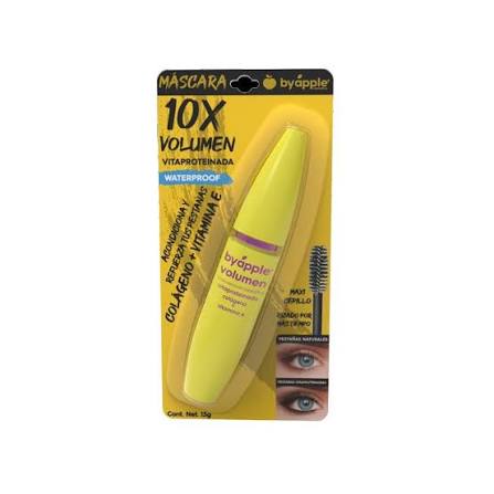 [7501906606462] BY APPLE MASCARA 10XVOLUMEN AMARILLO COLAGENO+VITAMINA E