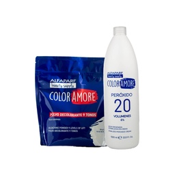 [8022297135250] KIT DECOLORANTE COLOR AMORE 500G + PEROXIDO 1L 20/30 VOL (8022297201320)