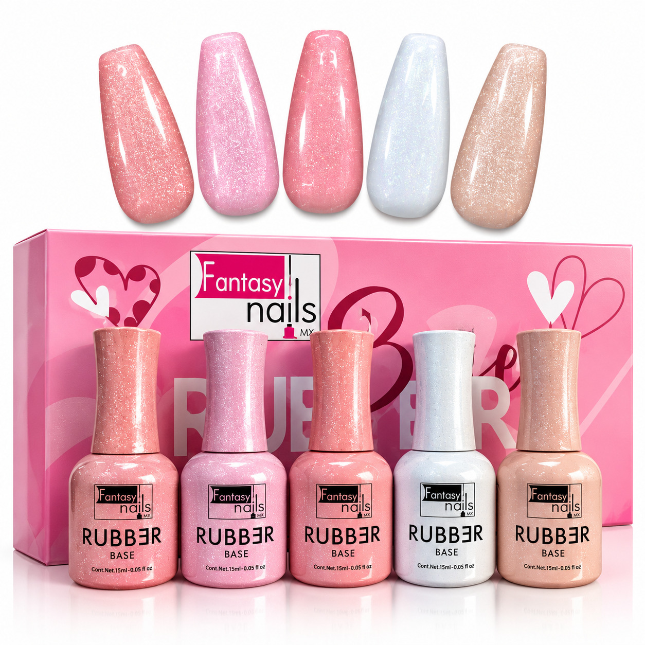 [21804007] COLECCION BASE RUBBER FANTASY NAILS (5PCS)