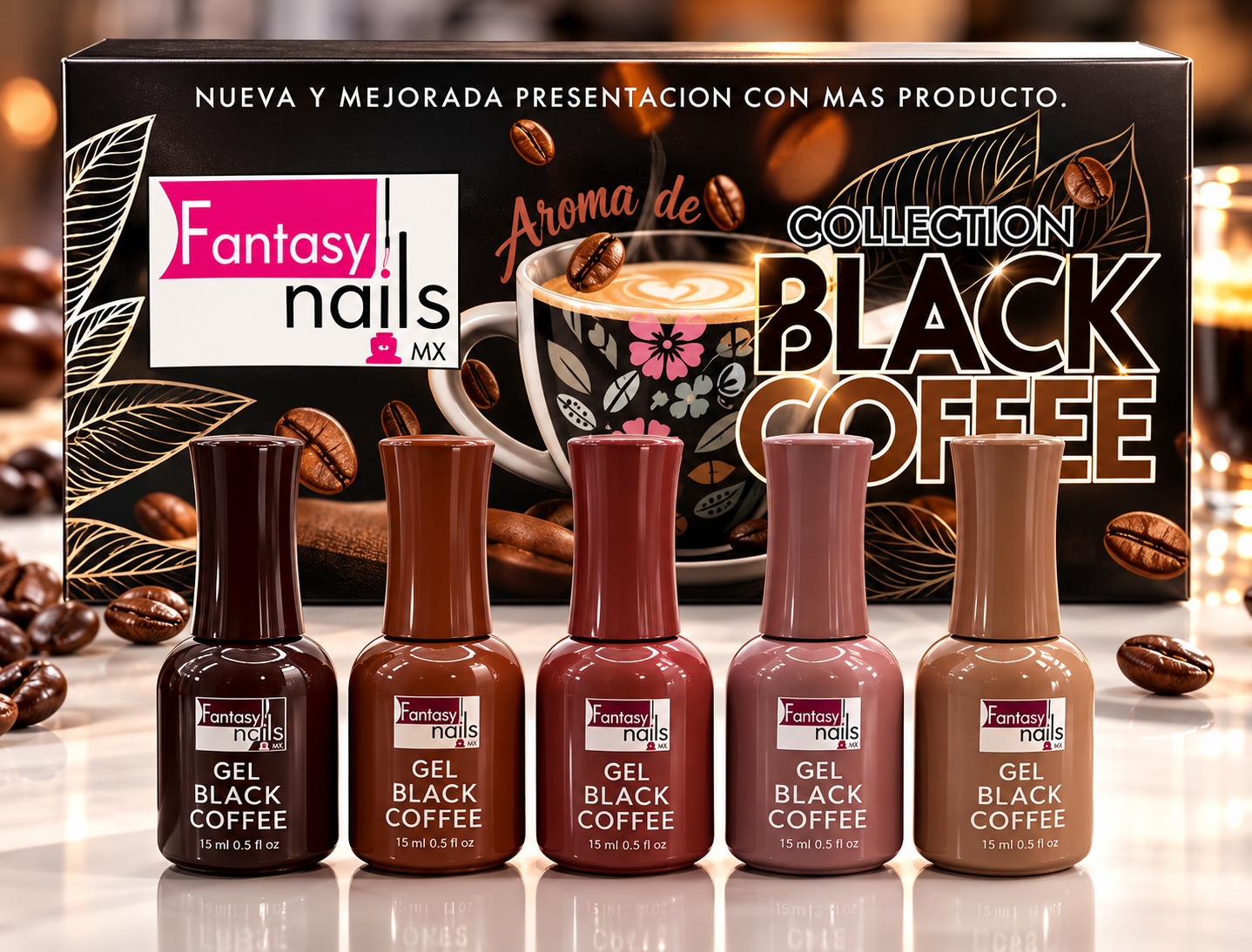 [10094006] FANTASY NAILS COLECCION BLACK COFFEE 5PZ