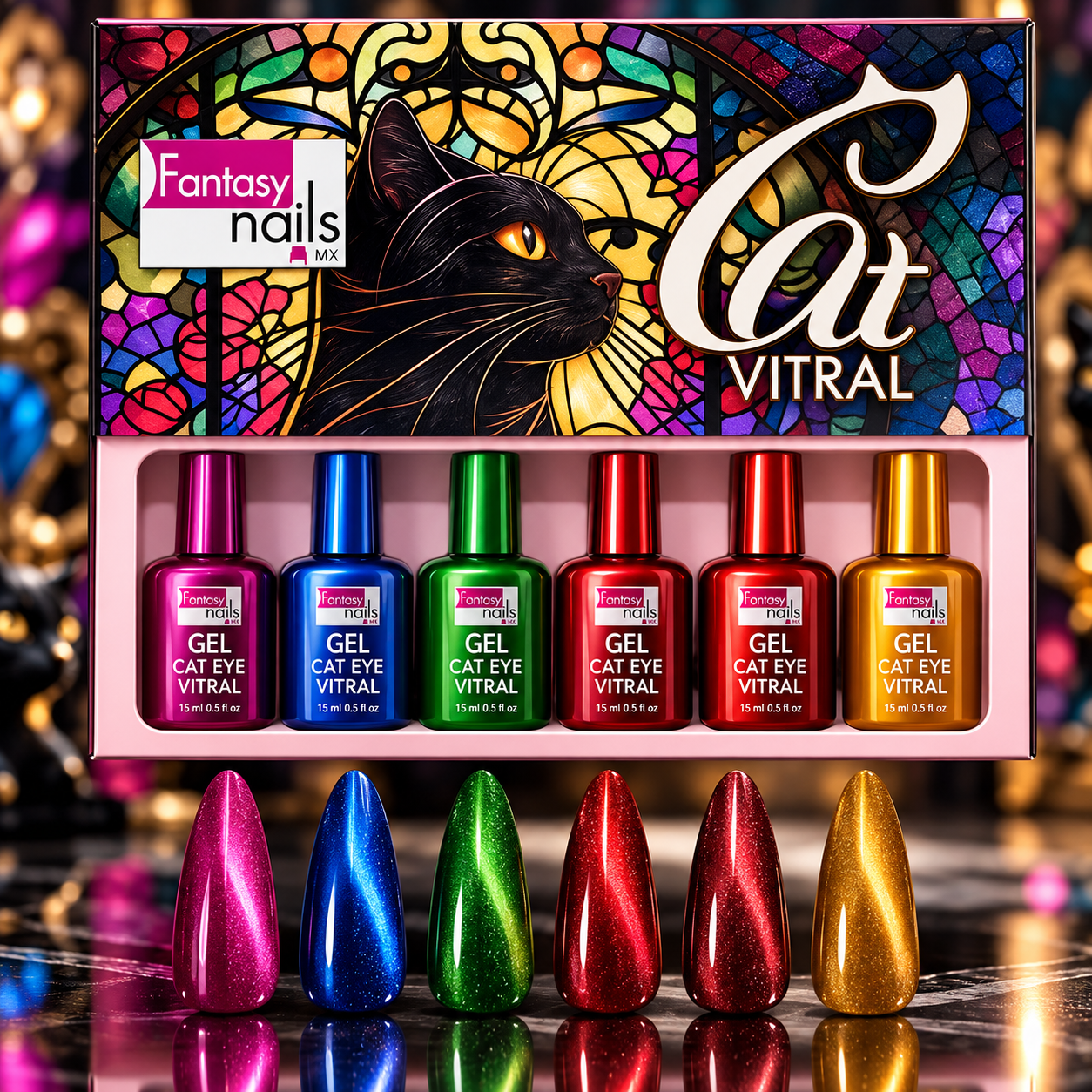 [CAT VITRAL] FANTASY NAILS COLECCION CAT VITRAL 5PZ.
