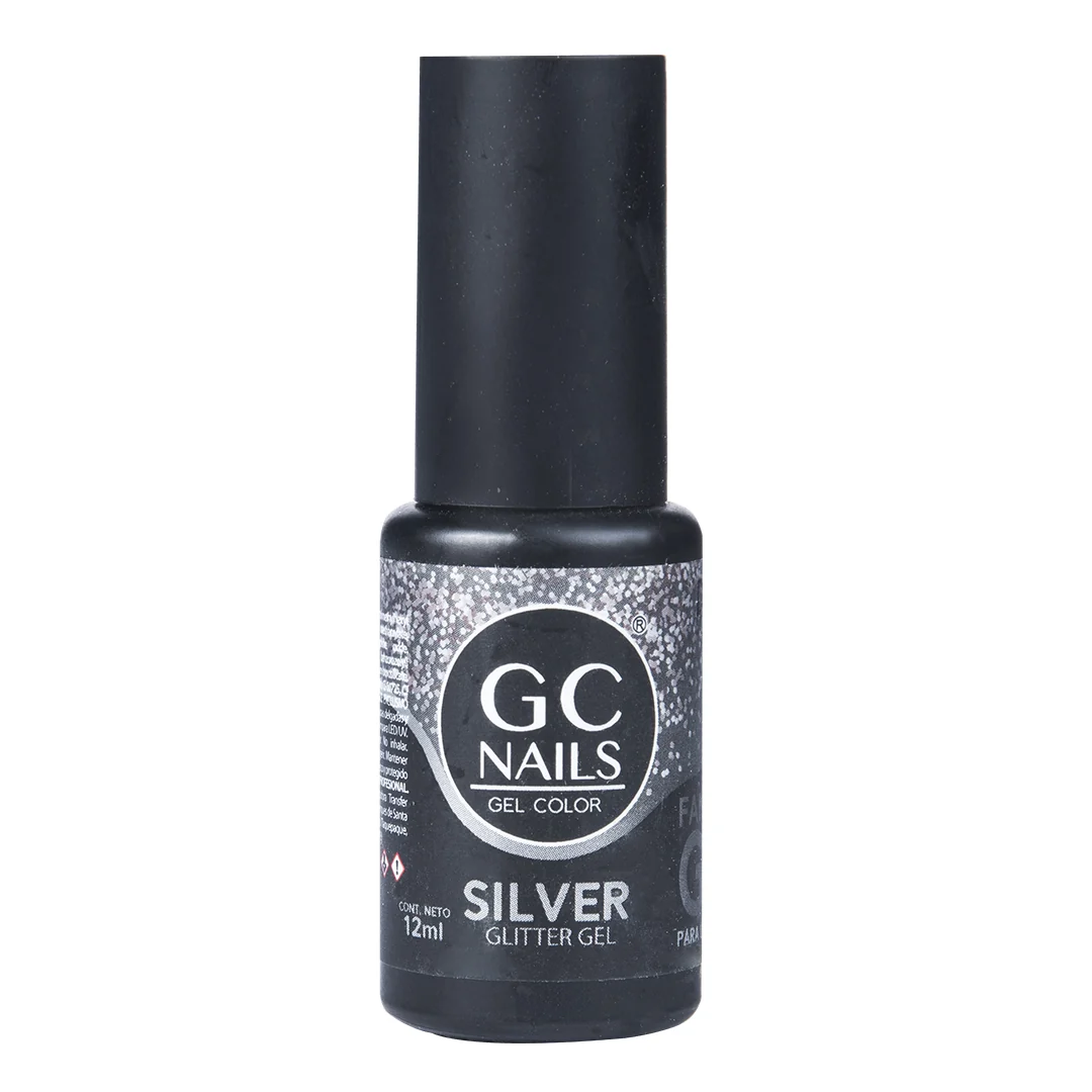 [7502288775760] GC NAILS FANTASTIC GEL GLITTER PLATA 12ML 10GCFPL