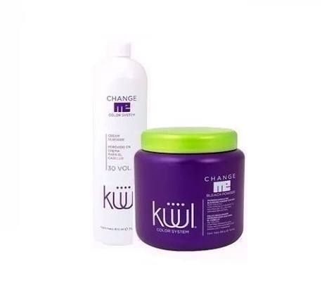 [7501438306076] JUEGO DECOLORANTE 350G + PEROXIDO 20/30VOL 870ML KUUL (7501438363093)