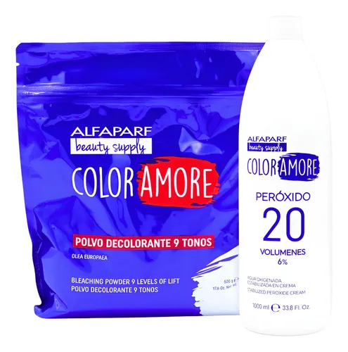 [8022297135250] KIT DECOLORANTE COLOR AMORE 500G + PEROXIDO 1L 20/30 VOL (8022297201320)
