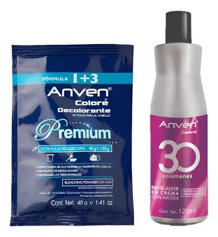 [KITAP50] KIT DECOLORANTE PREMIUM 50G+PEROX 30VOL CHICO ANVEN
