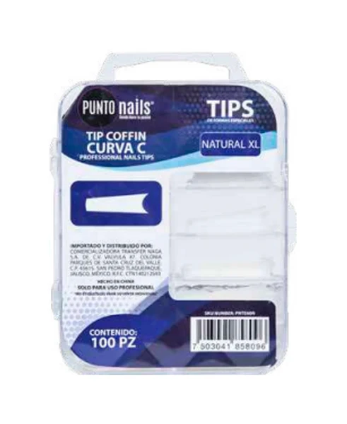 [7503041858171] PUNTO NAILS TIP COFFIN CURVA C NATURAL XL 100PZ PNTE80N