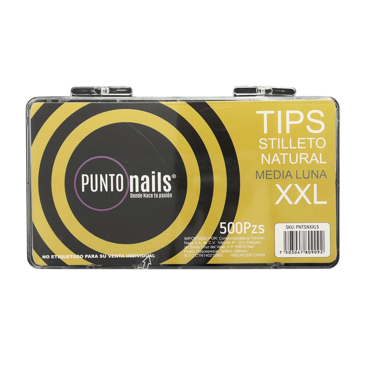 [7503047809290] PUNTO NAILS TIP XXL STILLETO MEDIA LUNA 500PZ PNTSCXXL5