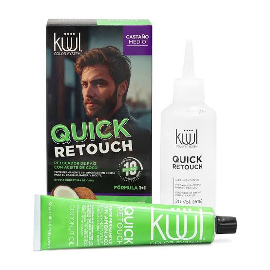 [7501438304201] RETOCADOR DE RAIZ, BIGOTE O BARBA QUICK RETOUCH CASTAÑO OSCURO KUUL