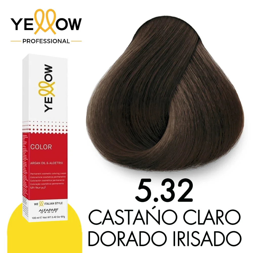[8022297187556] TINTE YELLOW 5.32 CASTAÑO CLARO DORADO IRISADO 100ml (8022297066851)